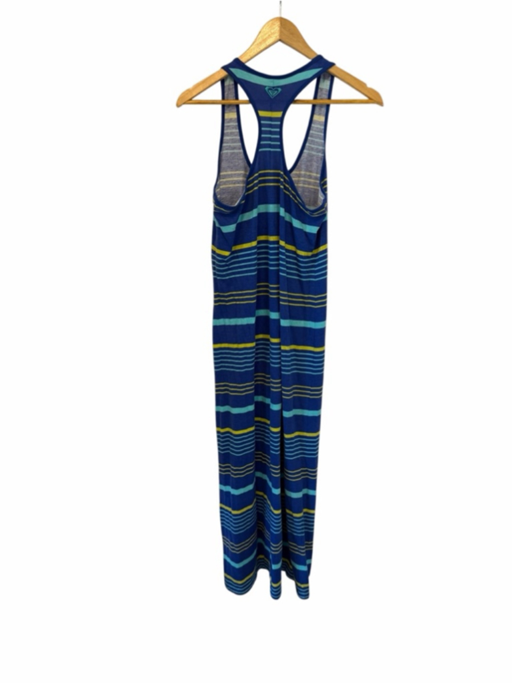Roxy Blue Striped Racerback Maxi Dress Medium Beach Casual Summer Pocket - Picture 5 of 10